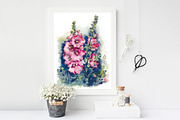 SALE! Watercolor Hollyhocks flowers, a Decorative Illustration by MaryAmi (Thumbnail 3 of 3)