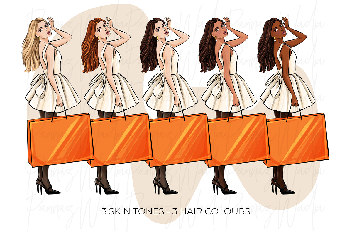 Shopping Girls clipart png, an Illustration by Parinaz Wadia Design (Photo 5 of 10)