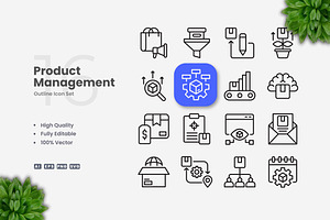 Product Management Outline Icons, an Outline Icon by Upnowgraphic