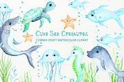 Sea Creature Clipart, an Animal Illustration by Corner Croft (Thumbnail 1 of 4)