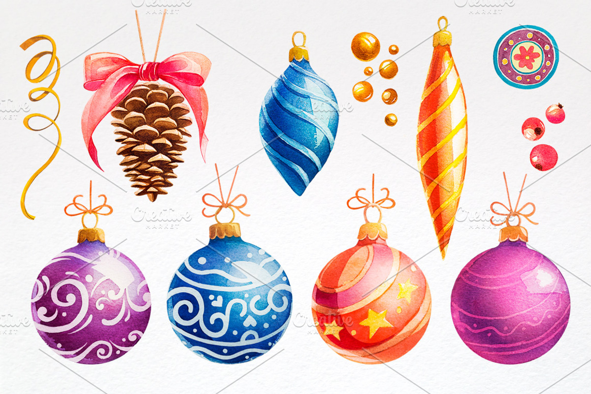Christmas. Watercolor illustrations., a Decorative Illustration by AlexGreenArt (Photo 3 of 8)