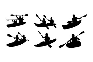 kayaker silhouette set, a Sport Illustration by Atlantis X Nurman Arbai