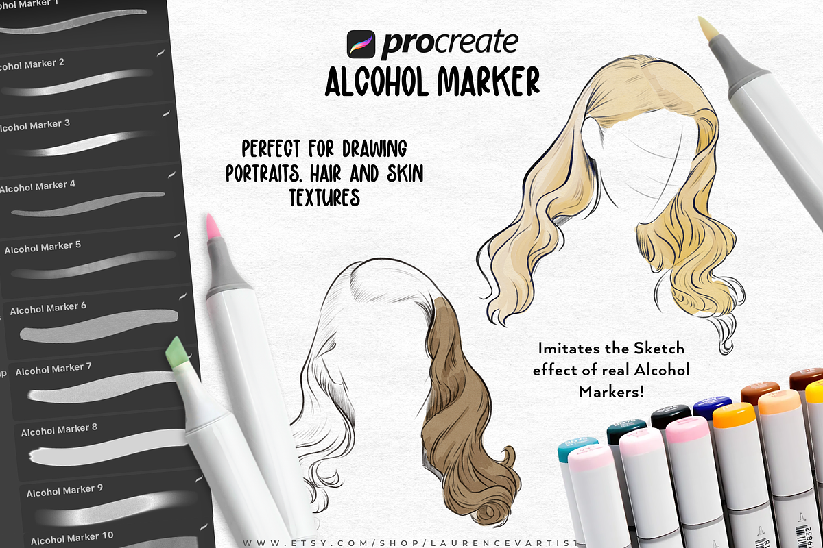 700+ Procreate Brushes Bundle, a Brushes & More by LaurenceVArtiste (Photo 9 of 9)