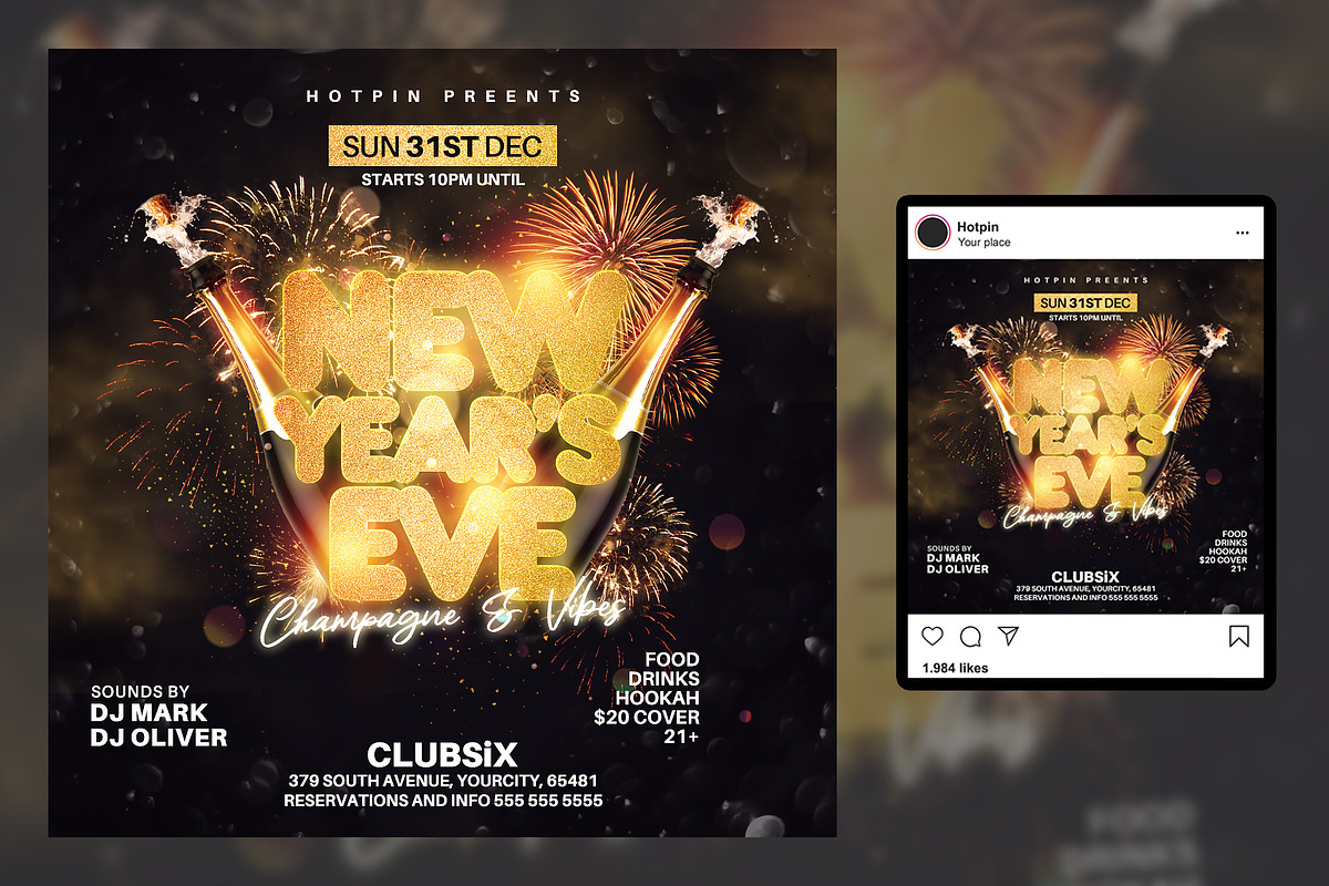New Year Eve Party Flyer Template, a Flyer Template by Hotpin (Photo 2 of 2)