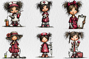 Whimsical Nurse Girls Clipart, a Seasonal Illustration by Rose Art (Thumbnail 3 of 5)