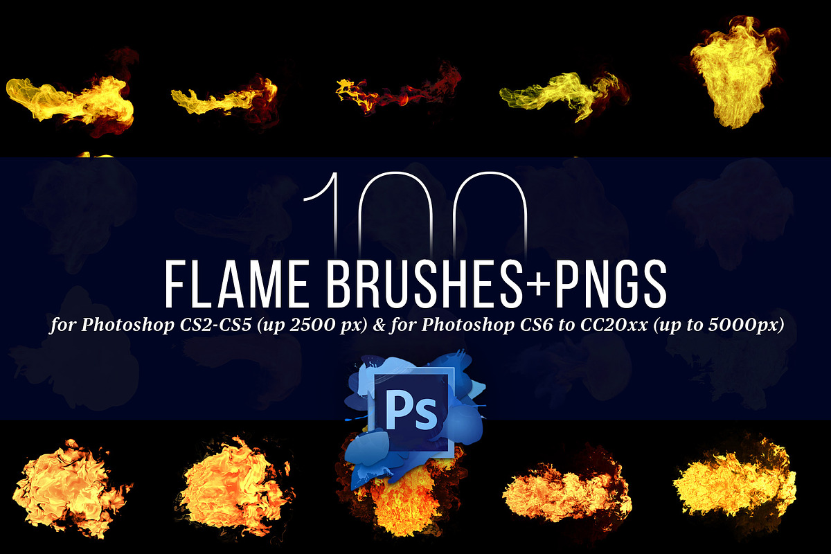 100 Photoshop Flame Brushes + PNGs, a Brush Add-On by Creative Graphics (Photo 5 of 7)