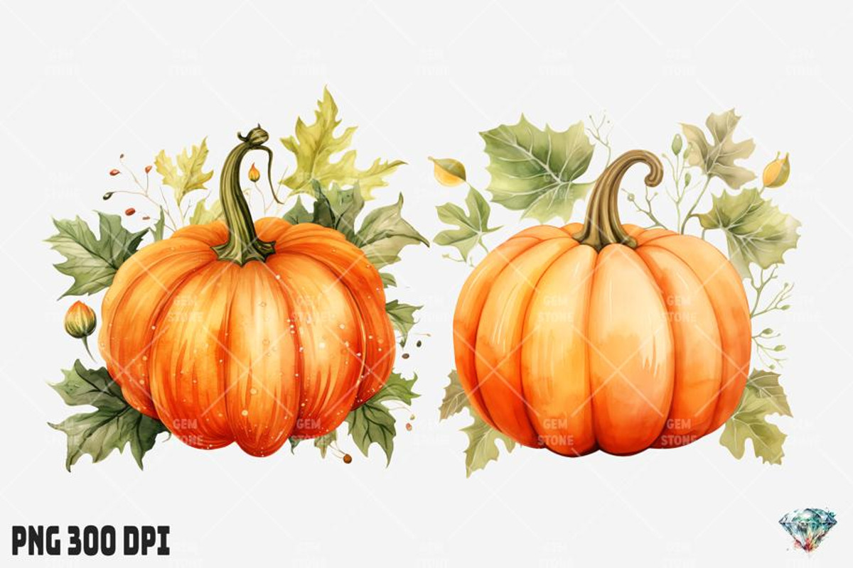Halloween Pumpkin Watercolor, an Illustration by Gemstone (Photo 10 of 12)