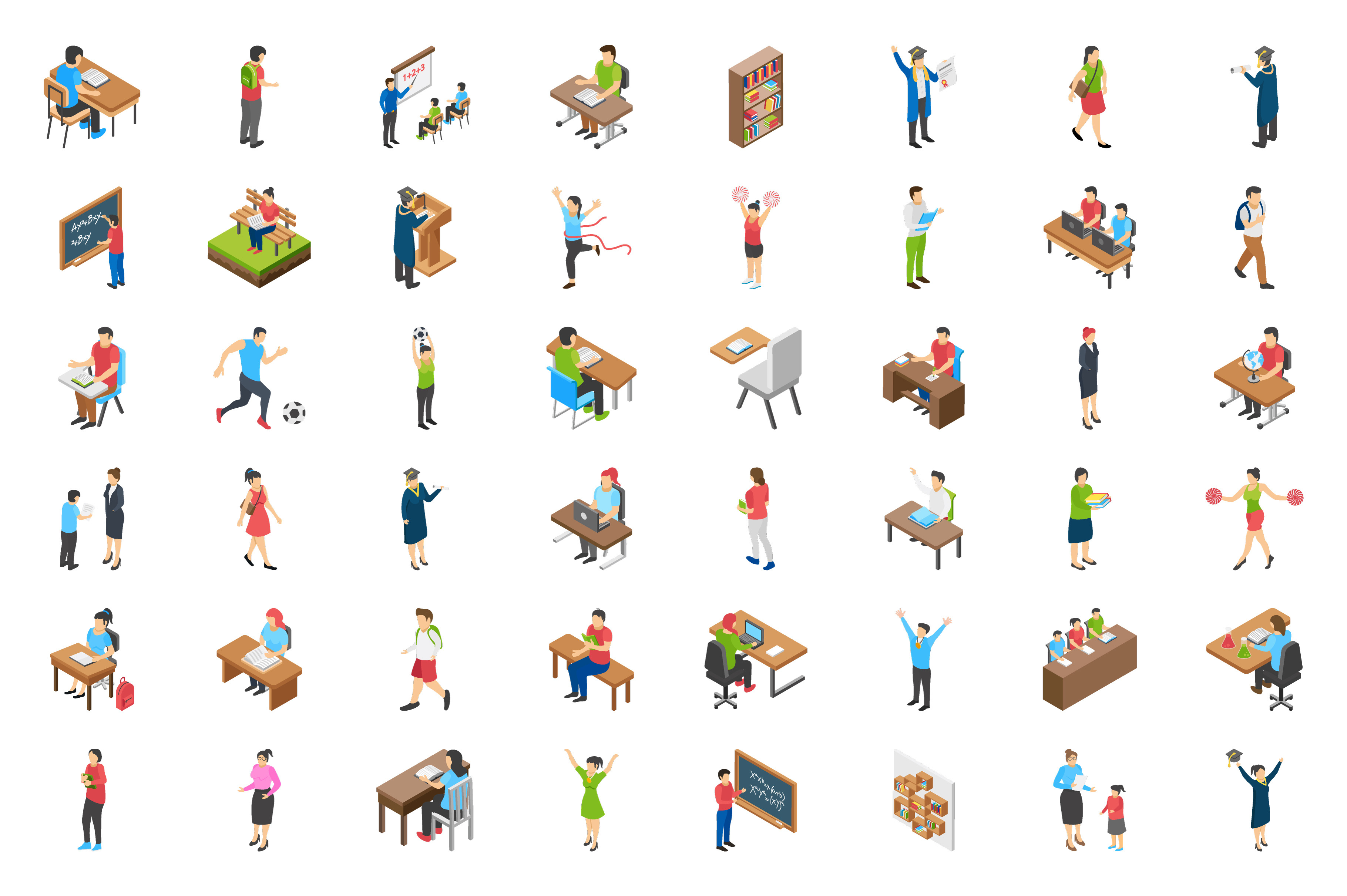 100 Education Isometric Icons | Icons ~ Creative Market