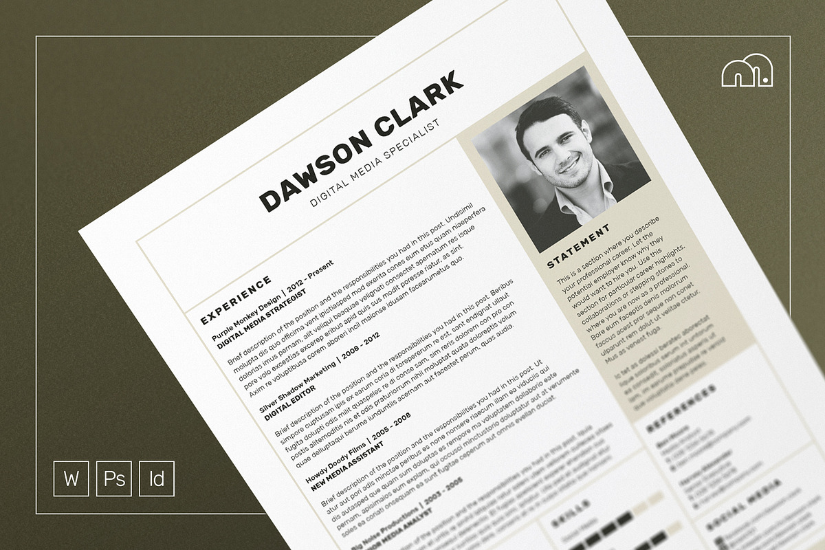 Resume/CV - Dawson, a Resume Template by bilmaw creative (Photo 3 of 3)