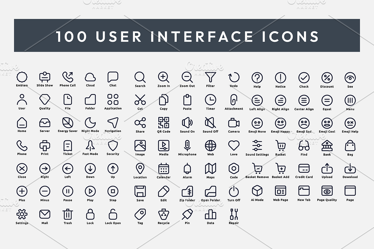 3 Version - 100 User Interface Icons, an Icon by Design_Planet (Photo 10 of 12)