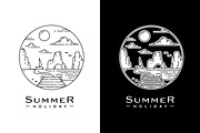 Summer Holiday Travel Line Art, a Branding & Logo Template by Saba Vector (Thumbnail 1 of 3)