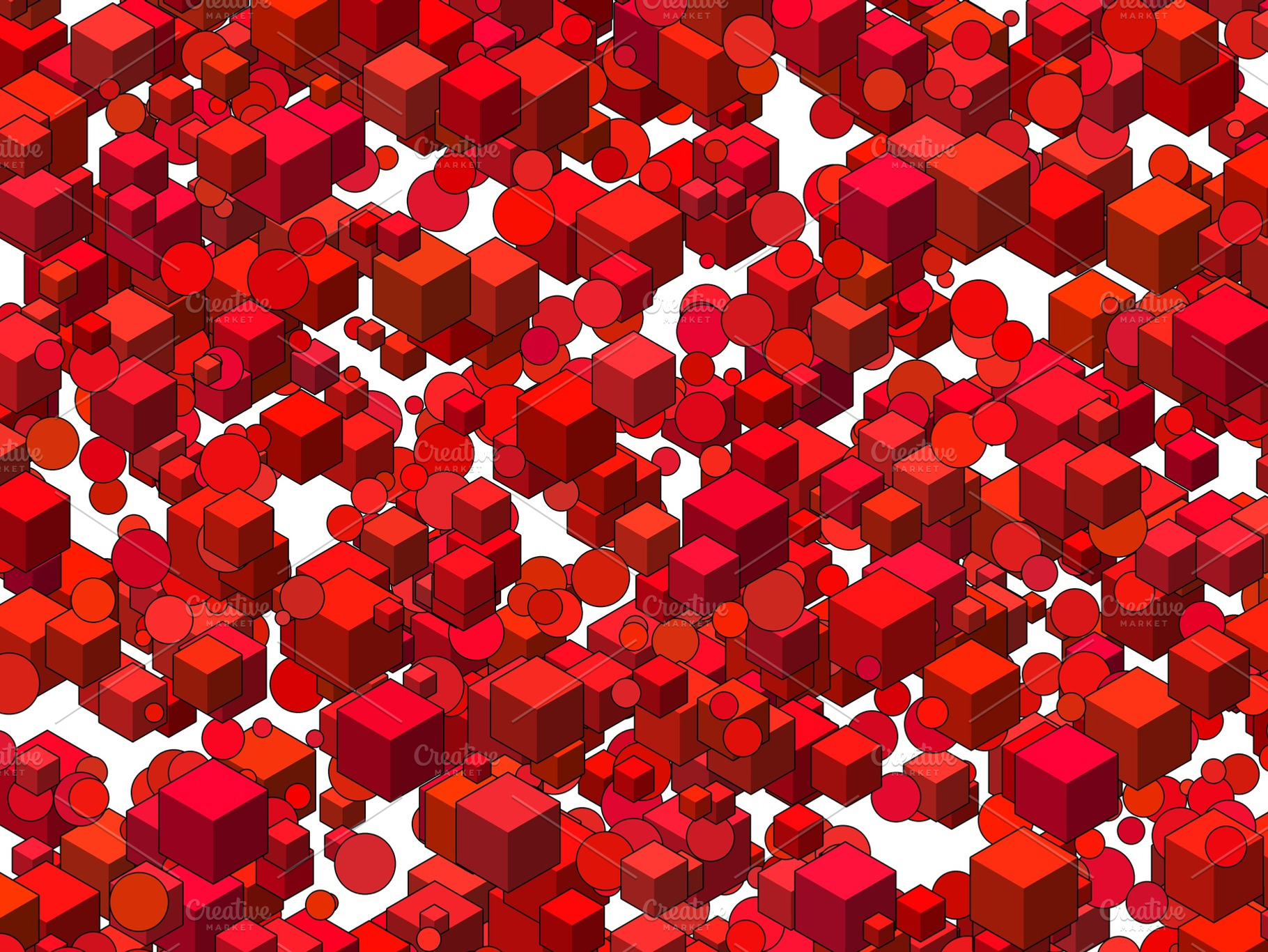 abstract shapes art red on white black border, a Photo by WorldOfPhotos
