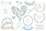 Soft Blue Vintage Vector Flowers, an Illustration by Amanda Ilkov (Thumbnail 1 of 4)