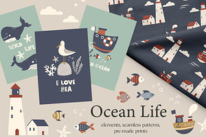 Ocean life clipart and patterns