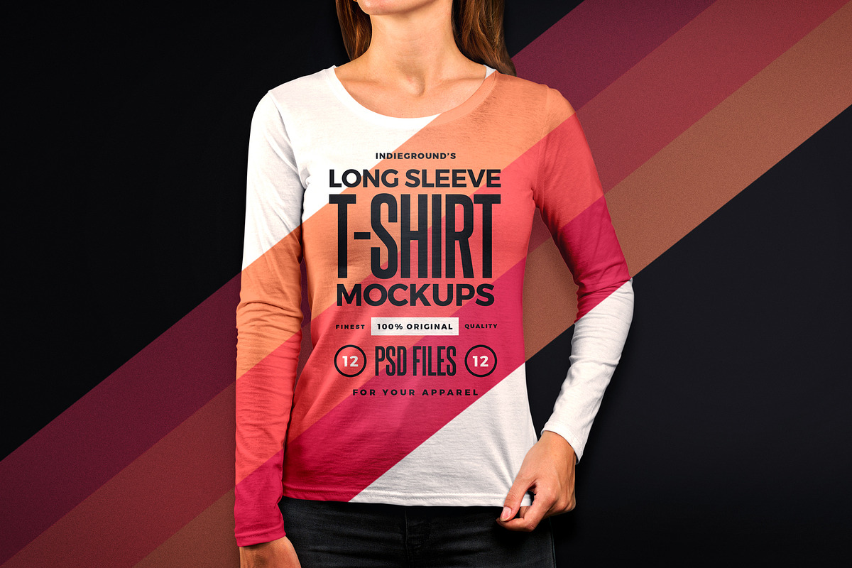 Women Long Sleeve T-Shirt Mockups, a Shirt Mockup by Indieground Design Inc. (Photo 1 of 5)