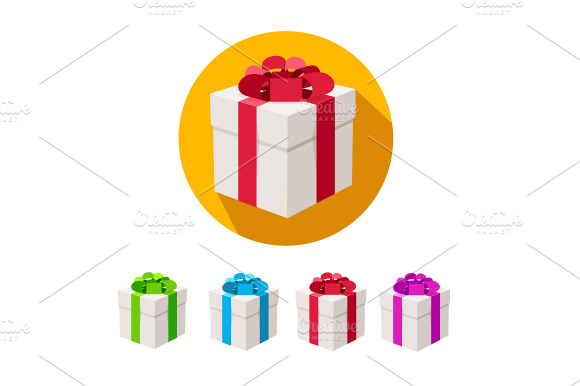 Vector Present Boxes Set. Flat