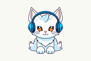Cat with headphones Mascot Vector, a Branding & Logo Template by Ahmad Designs (Thumbnail 1 of 2)