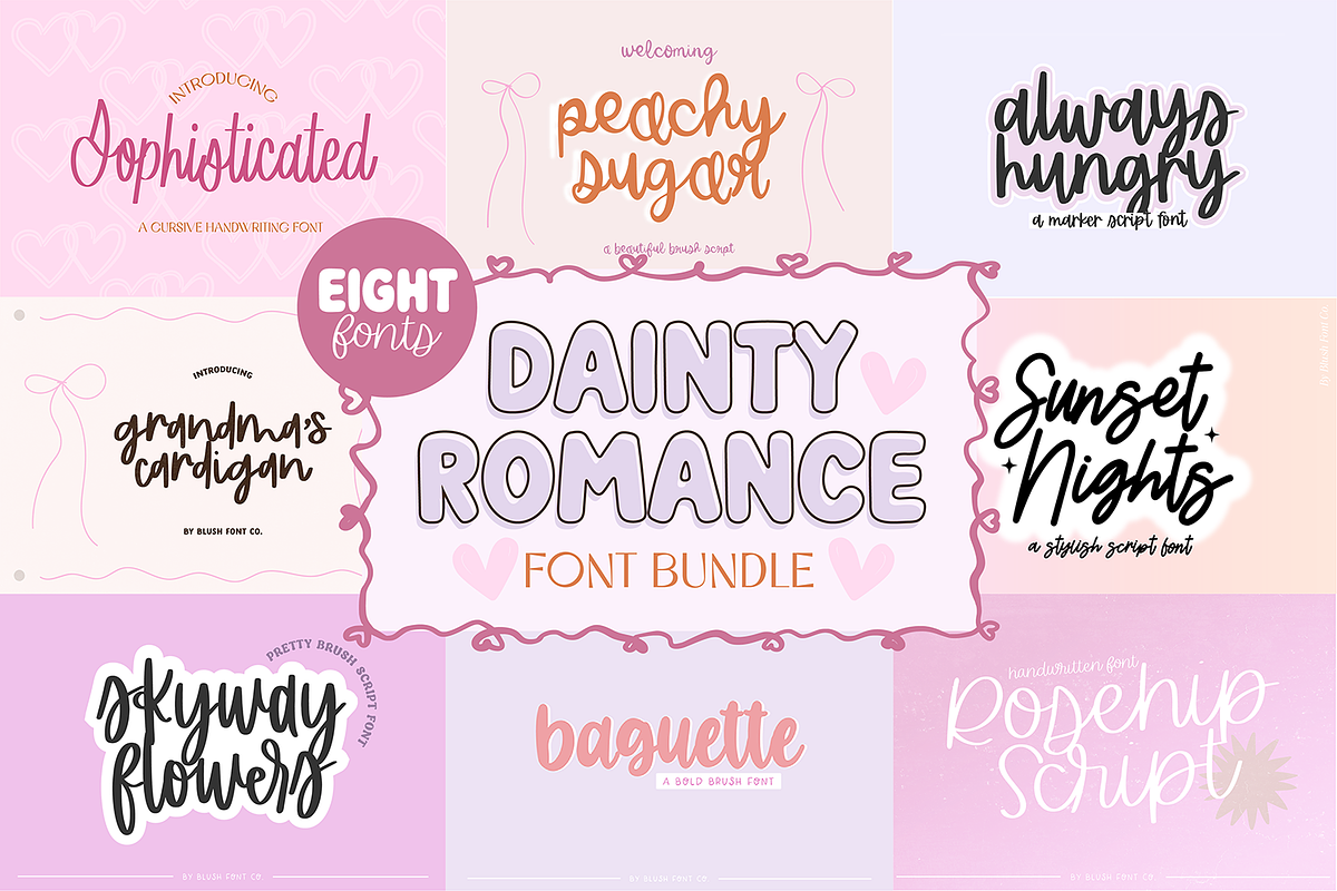 DAINTY ROMANCE Script Font Bundle, a Handwritten Font by Blush Font Co. (Photo 1 of 13)