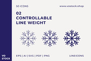 50 Snowflakes Icons, an Outline Icon by vo.stock (Thumbnail 4 of 6)