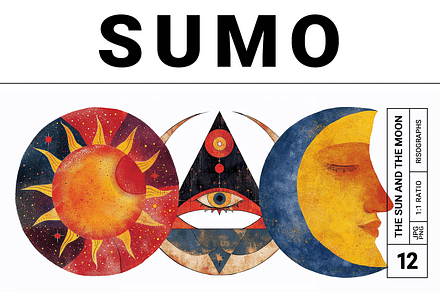 Sumo Collection · The Moon + The Sun, a Decorative Illustration by milatovar