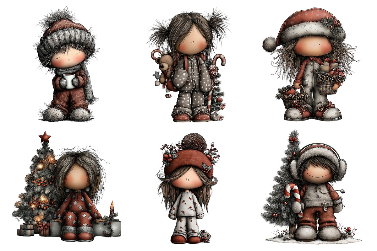 Cozy Christmas Girls in Pajamas Clip, an Illustration by Daily.Designs (Photo 2 of 5)