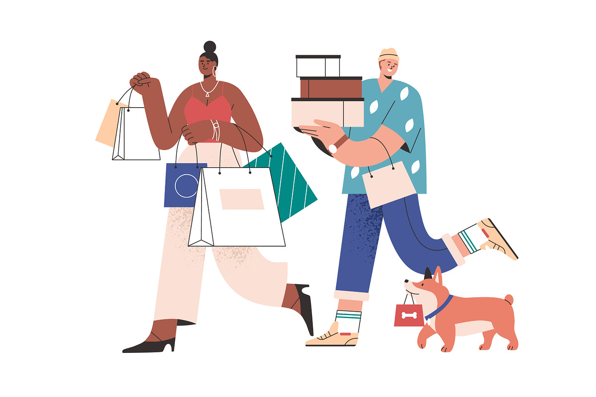 People shopping during sale set, a Person Illustration by Good Studio (Photo 2 of 6)