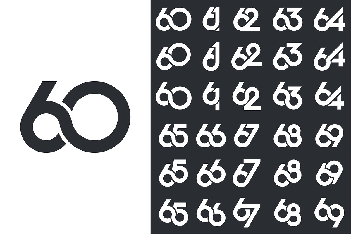 creative number 60 to 69 logo design, a Branding & Logo Template by BARONSTD (Photo 1 of 3)