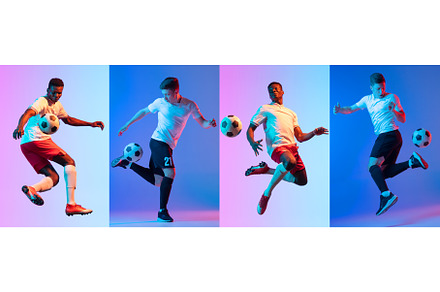 Dribbling the ball. Collage with