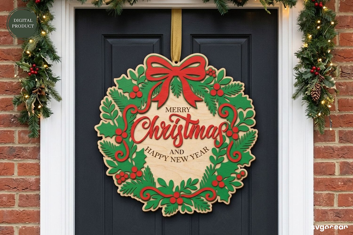 Christmas Door Sign Svg Bundle, a Decorative Illustration by svgocean (Photo 4 of 11)