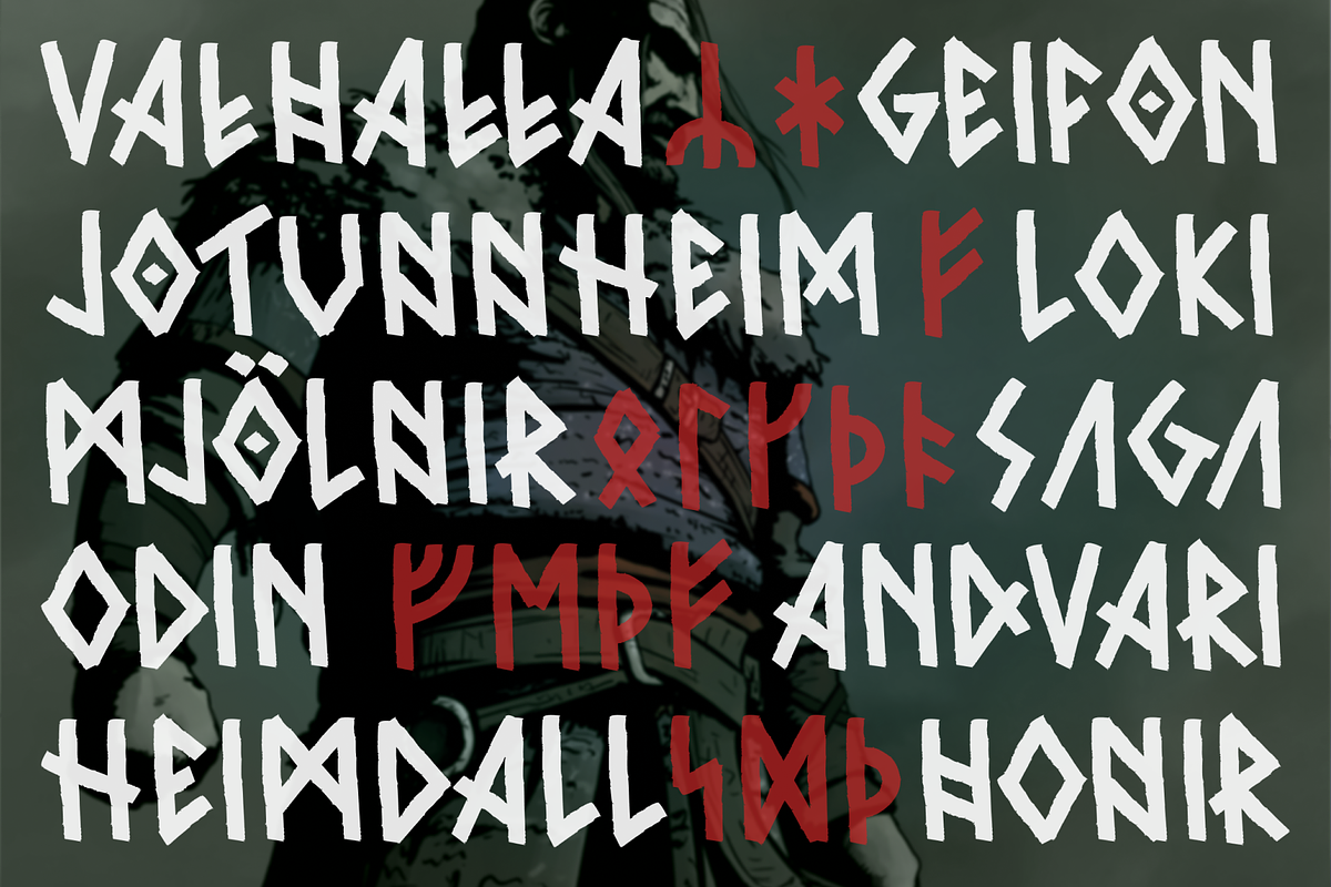 Rune font Old North, a Font by Great Scott!