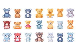 Cartoon Teddy Bears. Icon Set of, an Animal Illustration by LadadikArt