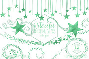 Kelly Green Watercolor Star Clipart, an Object Illustration by ClipartBrat Graphics (Thumbnail 1 of 5)