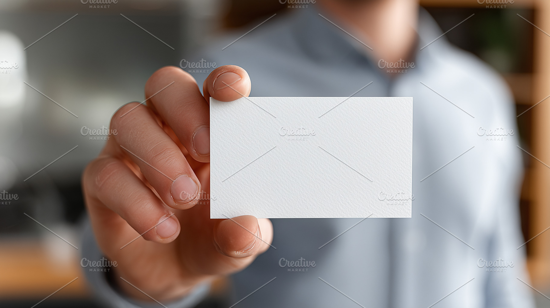 Close up of a man holding blank, a Business Photo by MistyDay