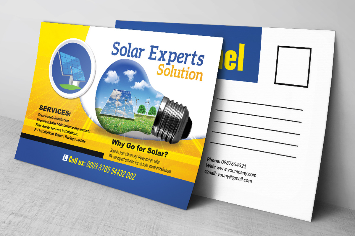 Solar Panel Postcard Template, a Card Template by Design Up