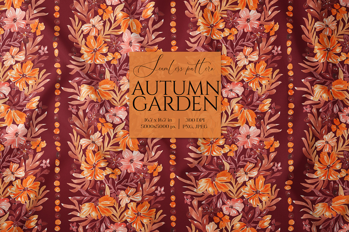 Vertical Fall Flora Seamless pattern, a Pattern Graphic by SirenaArt (Photo 1 of 16)