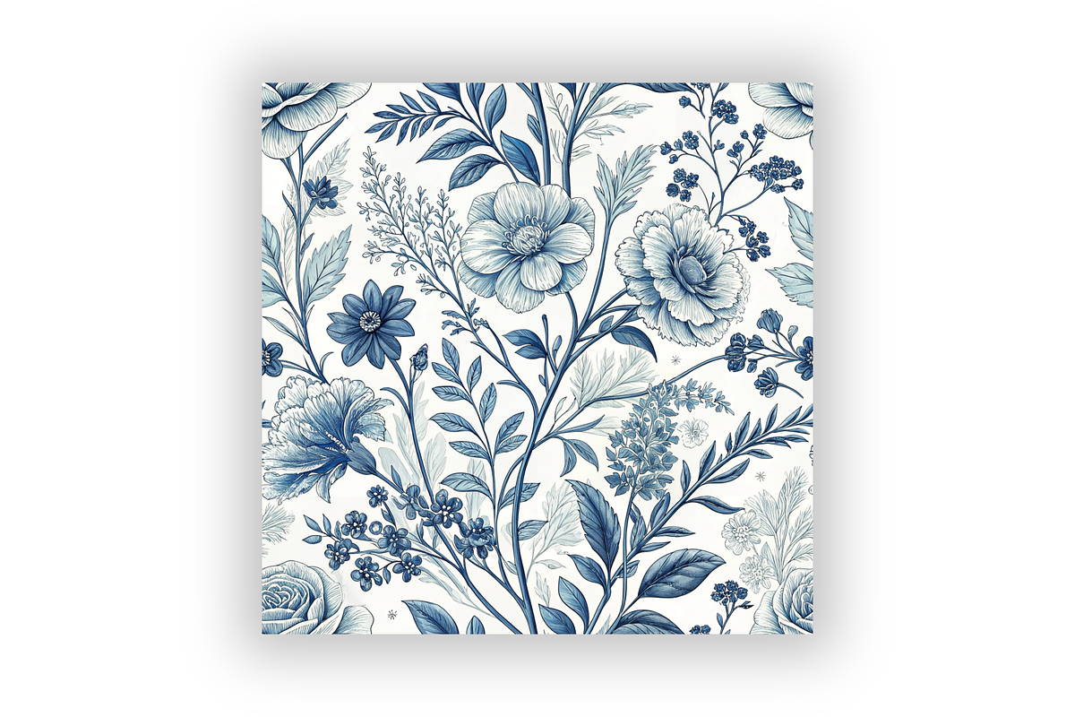 Blue Toile Seamless Digital Paper, a Pattern Graphic by FloridPrintables (Photo 5 of 7)
