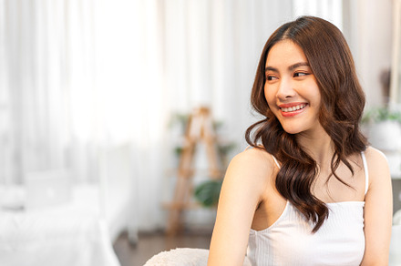 Portrait of smiling cheerful beautiful pretty asian woman clean, a Person Photo by Art_Photo