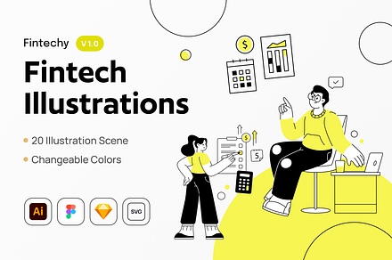 Fintechy - Fintech Illustrations Set, a Finance Illustration by Illustraly Design