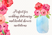Watercolor Flowers Mason Jar Clipart, an Illustration by Emerald & Ivy Studios (Thumbnail 2 of 3)