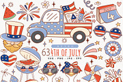 4th of July Clipart, Retro 4th july, a Decorative Illustration by TitaLivingArt (Thumbnail 1 of 9)