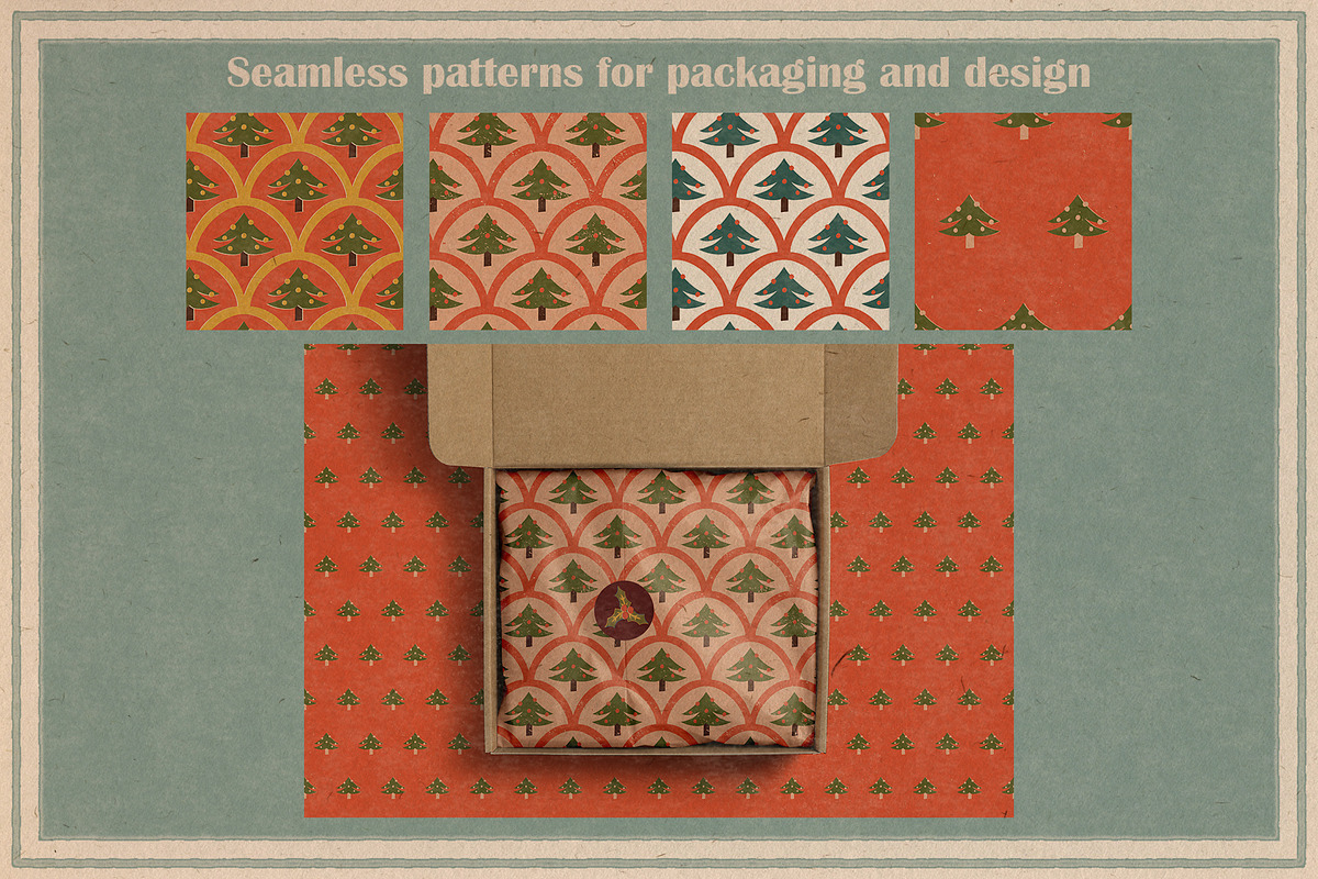 Happy Holidays set: retro edition, a Decorative Illustration by Paper Cherry (Photo 12 of 21)