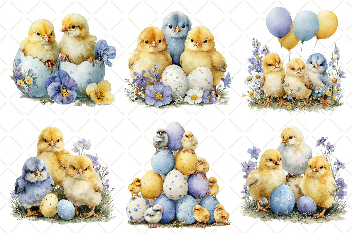 Whimsical Easter Chick Clipart, an Illustration by Black Bird Studio (Photo 4 of 5)