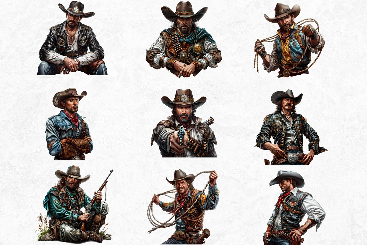 Western Cowboy Portrait clipart, a Person Illustration by ThatsDesignArt (Photo 9 of 10)