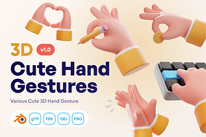 Handfluffy - Cute 3D Hand Gestures, a Characters & Person 3D Model by Illustraly Design