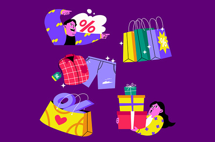 Flat Black Friday Asset Illustration