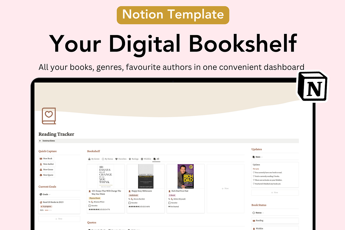 Book Tracker, Notion Template, a Presentation Template by Planner 2 Success (Photo 1 of 10)