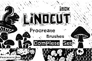 Procreate linocut brushes, a Brush Add-On by ProcreateiBox