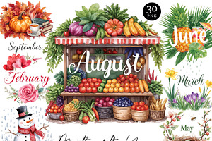 Months of the Year Clipart Bundle, an Object Illustration by Design Scotch