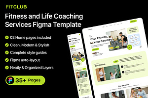 Fitness & Life Coaching Figma, an UI Kit Template by moonspiredesign