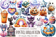Cute Pastel Halloween Clipart, an Illustration by OK Design (Thumbnail 1 of 5)
